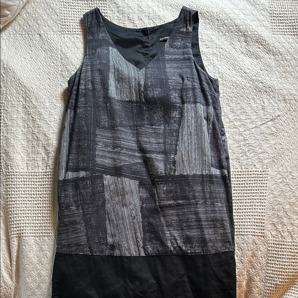 Marimekko Black & White Patterned Sleeveless Midi Dress
